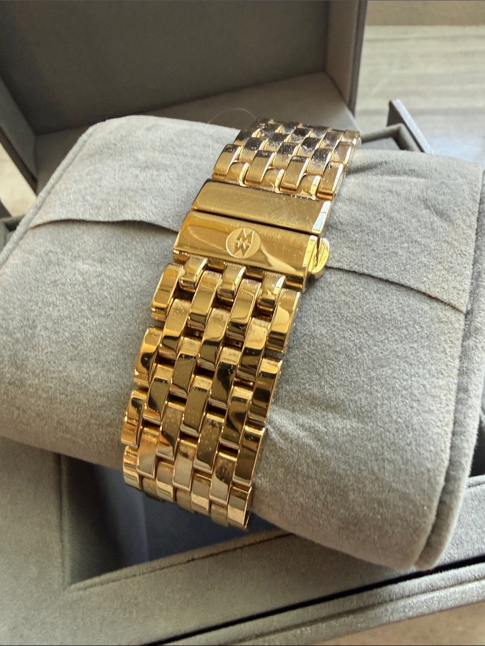 Michele Gold-Tone Diamond Bezel Mother-of-Pearl Dial Women's Watch - Picture 8 of 9